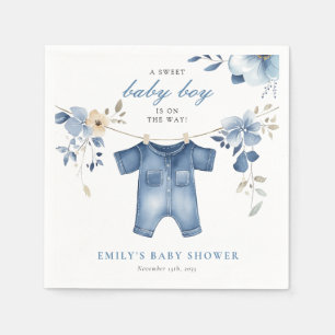 Blue Jean Denim Sweet Boy Baby shower Servet