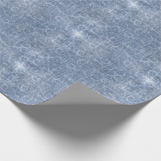 Blue Jean Denim Swirls Cadeaupapier (Hoek)