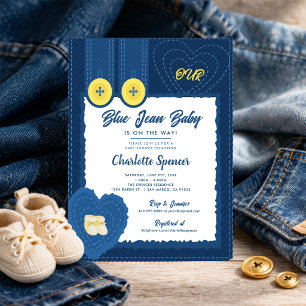 Blue Jean Denim Thema Baby Borrel  Kaart