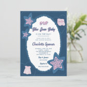 Blue Jean Denim Theme Baby Shower  Kaart (Staand voorkant)