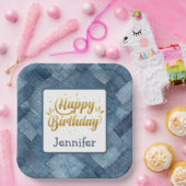 Blue Jean Denim Verjaardagspapier Bord (Feest)