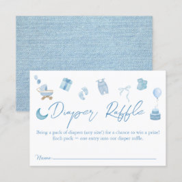 Blue Jean Diaper Raffle Denim Baby shower Informatiekaartje