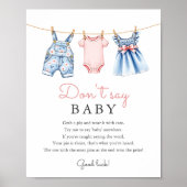Blue Jean Don't Say Baby Shower Game Sign Poster (Voorkant)