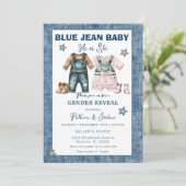 Blue Jean Gender Reveal, He or She Kaart (Staand voorkant)