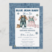Blue Jean Gender Reveal, He or She Kaart (Voorkant / Achterkant)