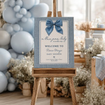Blue Jean Gingham Coquette Bow Baby shower Welkom
