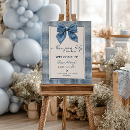 Blue Jean Gingham Coquette Bow Baby shower Welkom