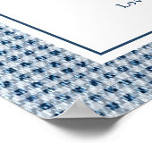 Blue Jean Gingham Coquette Bow Baby shower Welkom Poster (Hoek)