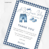 Blue Jean Gingham Thank You Boy Baby Shower  Kaart