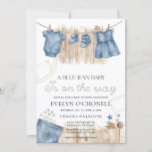 Blue Jean Girl Baby Shower Invitation Kaart (Voorkant)
