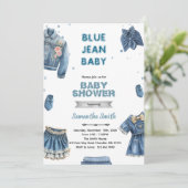 Blue jean girl baby shower invitation kaart (Staand voorkant)