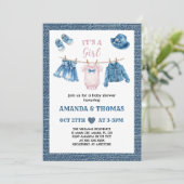 Blue Jean Girl Baby shower Kaart (Staand voorkant)