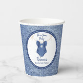Blue jean girls baby shower monogrammed papieren bekers (Achterkant)