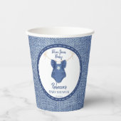 Blue jean girls baby shower monogrammed papieren bekers (Voorkant)