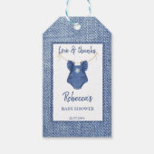 Blue jean girls denim baby shower thank you favor cadeaulabel (Voorkant)