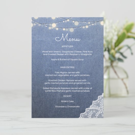 Blue Jean Lace String Lights Kaart (Staand voorkant)