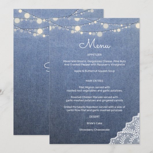 Blue Jean Lace String Lights Kaart (Voorkant / Achterkant)