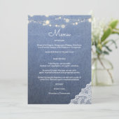 Blue Jean Lace String Lights Uitnodiging (Staand voorkant)
