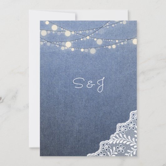 Blue Jean Lace String Lights Uitnodiging (Achterkant)