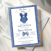Blue jean meisjes kleding op een lijn baby shower kaart