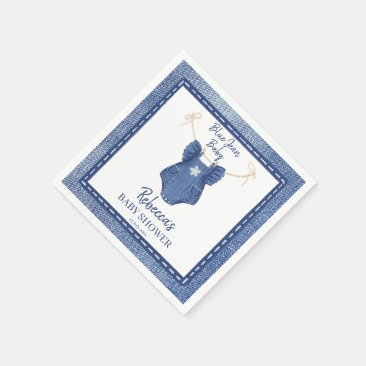 Blue jean meisjes kleding op een lijn baby shower servet (Hoek)