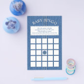 Blue jean met steken jongen Baby shower Bingo spel Flyer (Enkel)