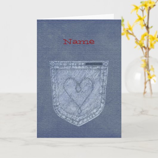 Blue Jean Note Cards Sjabloon (Gele Bloem)