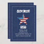 Blue Jean Patriotic Invitation Kaart (Voorkant / Achterkant)