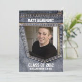 Blue Jean Pocket Photo Afstuderen Kaart (Staand voorkant)