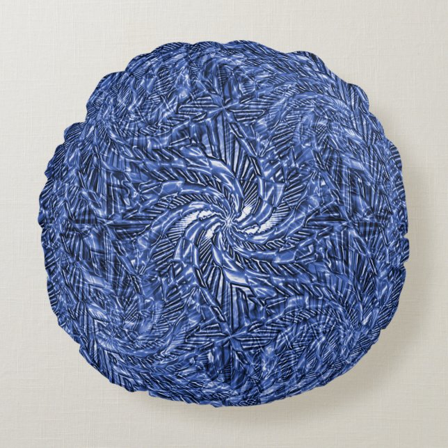 Blue Jean swirl Rond Kussen (Voorkant)