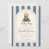 Blue Jean Teddy Bear Photo QR Code Boy Baby Shower Kaart (Voorkant)