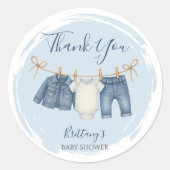 Blue Jeans Baby shower Bedankt Ronde Sticker (Voorkant)
