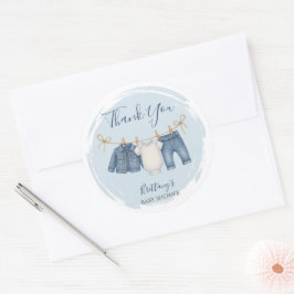Blue Jeans Baby shower Bedankt Ronde Sticker