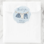 Blue Jeans Baby shower Bedankt Ronde Sticker (Tas)
