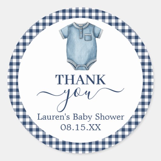 Blue Jeans Baby shower Ronde Sticker (Voorkant)