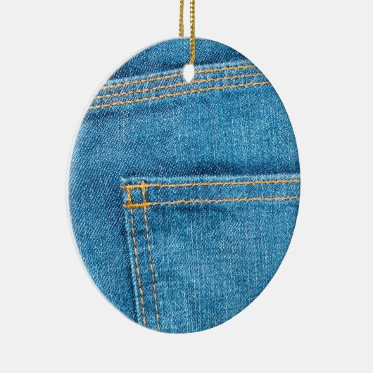 Blue Jeans Back Pocket Ceramic Ornament (Rechts)