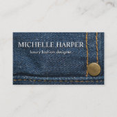 Blue Jeans Button en Stitching Visitekaartje (Voorkant)