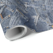 Blue Jeans Denim Abstracte kunst Cadeaupapier (Rol Hoek)