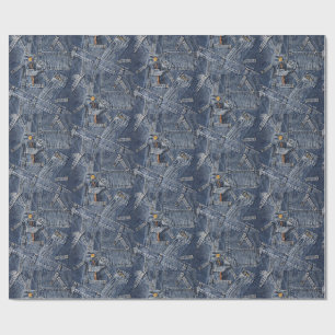 Blue Jeans Denim Abstracte kunst Cadeaupapier