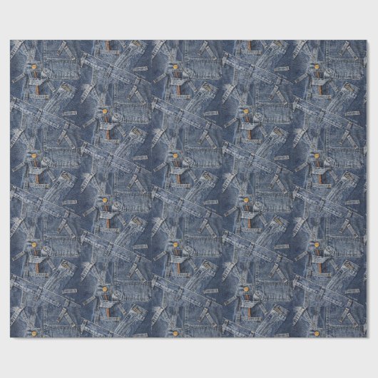 Blue Jeans Denim Abstracte kunst Cadeaupapier (Vlak)