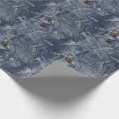 Blue Jeans Denim Abstracte kunst Cadeaupapier (Hoek)