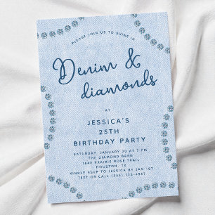 Blue Jeans Denim and Diamonds 25e Verjaardagsfeest Kaart