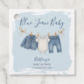 Blue Jeans Denim Baby shower Bedankjes Labels (Voorkant)