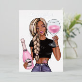 Blue Jeans Denim Champagne Birthday Party Folie Uitnodiging (Staand Voorkant)