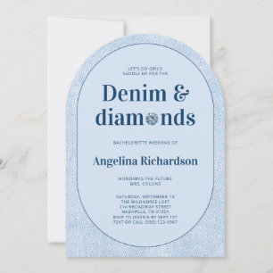 Blue Jeans Denim en Diamanten Bachelorette Feest Kaart