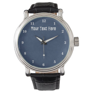 Blue Jeans Denim Horloge met aangepaste tekst