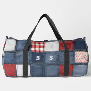 Blue Jeans Denim Patchwork Initialen Plunjezak