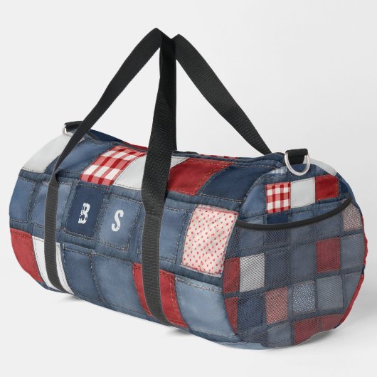 Blue Jeans Denim Patchwork Initialen Plunjezak (Rechterhoek)