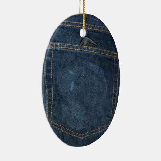Blue Jeans Denim Pocket Keramisch Ornament (Rechts)