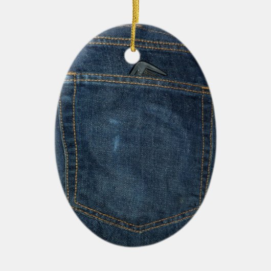 Blue Jeans Denim Pocket Keramisch Ornament (Voorkant)